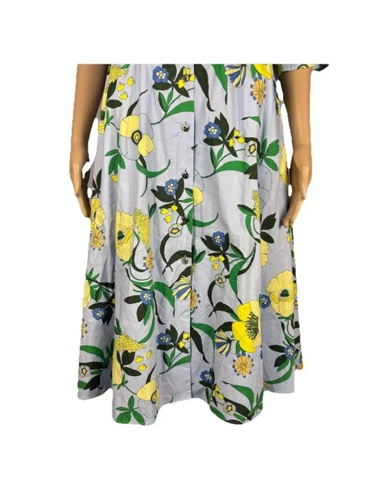 INC Mabel Poplin Belted Midi Dress Sz S Blue/Multicolor Floral Bouquet Spring - Picture 6 of 12